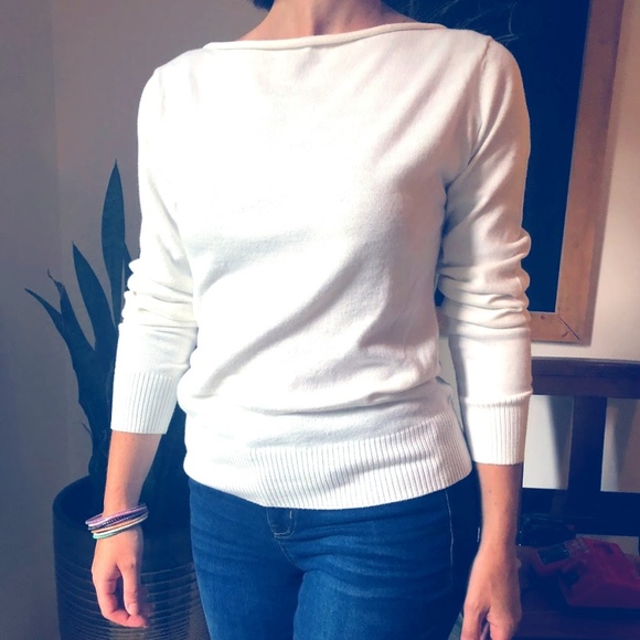 Sweaters - Cream Ballet Neck Crew Neck Pullover Sweater NEW!